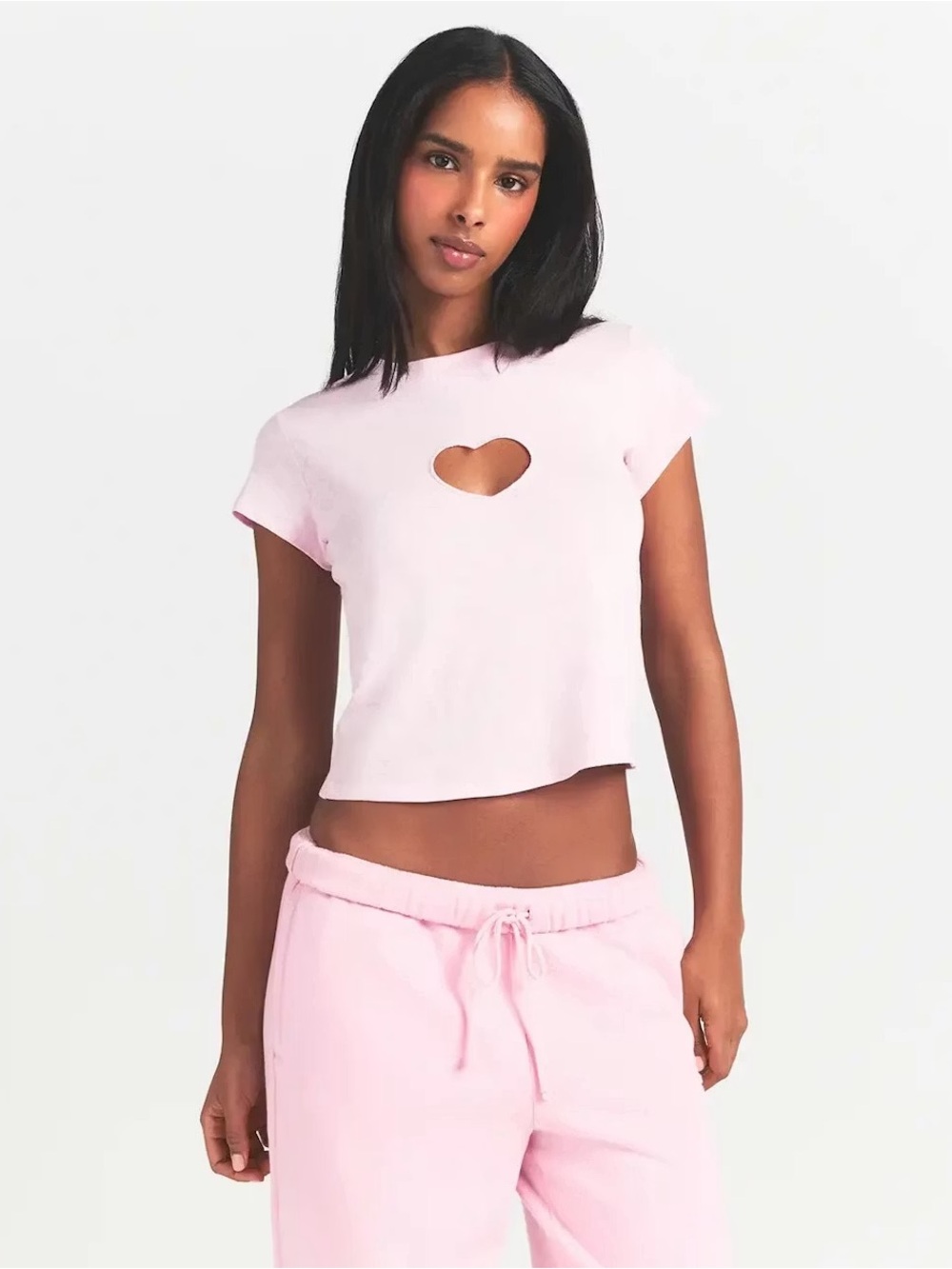 SKIMS Light Pink Short Sleeve Tee with Heart Cutout - Picture 4 of 7